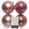 4 PALLINE DI NATALE 10 CM COLOR ROSA VELLUTO OPACO/LUCIDO ADDOBBI DECORO ALBERO