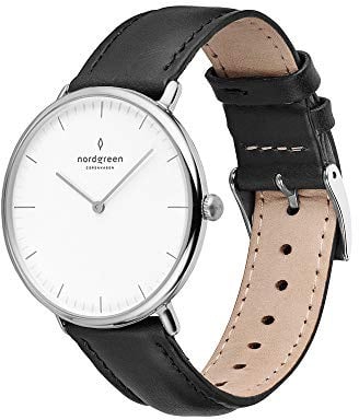 Nordgreen skandinavische Designuhr - analoges Quarzwerk, Silber/Gold, austauschbare Leder/Mesh-Armbänder, stilvolle Armbanduhr, Unisex, wasserbeständig, modern, Modell Native