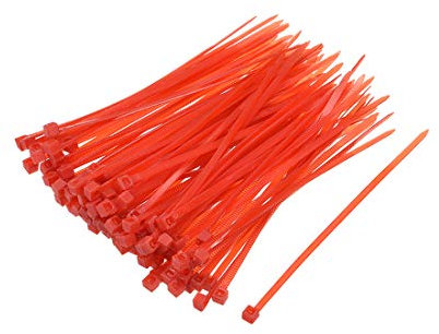 sourcing map 100 Stück Markierung Kabelbinder Rot 100mmx2.5mm Selbstsichernde Kabelbinder Set Beständige Kabelbinder Wiederverschließbar Kabel Organizer für Kabelmanagement Kabelschutz