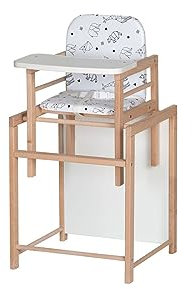 Schardt - Kombi Baby Hochstuhl X-TRA - Origami Black - Tisch-Stuhlkombination aus Massivholz mit weichem Polster und Spielbrett/Tischplatte - Inklusive Sicherheitsgurt