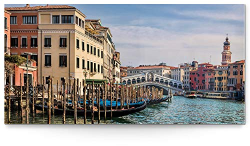 BilderKing Impostantes XXL Acrylglasverbund-Bild 180x90cm, Venedig, Venice als Panorama hinter 8mm Acryl gedruckt. Motiv Rialtobrücke als Acrylbild für Wohnzimmer, Schlafzimmer