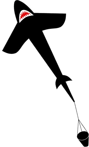 HQ Design Ecoline Shark Kite 5' Kinderdrachen Flugdrachen Einleiner Drachen steigen Lassen wenig Wind ab 5 Jahren, 95x150cm, inkl. 17kp Polyesterschnur 25m auf Griff, 1.5-4.5 Bft