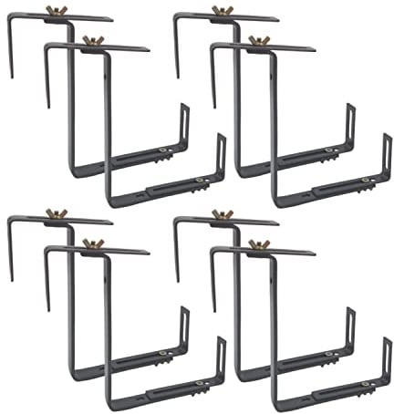 BURI 8 Stück Blumenkastenhalter Balkonkastenhalter in grau - Befestigung an Brüstungen/Geländern - Blumenkasten Halterung universal passend und verstellbar - kein Bohren notwendig (8X - grau)