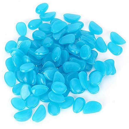 Tissting 100 Stück leuchtende Kieselsteine, Bunte leuchtende Kieselsteine ​​für Aquarium Kies, Gartenwege Dekoration und Park Ornamente(Blau)
