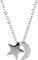 ELBLUVF Stainless Steel Women Crescent Moon and Star Lucky Pendant Necklace (Silver moon and star)