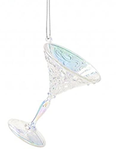 Iridescent Shimmer Elegant Hanging Martini Glass Christmas Decoration Iridescent Finish Clear Acrylic Xmas Tree Pendant
