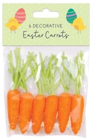 Tallon International Easter Decorations, Bonnet Arts and Crafts, Egg Hunt - 6 Pack Carrots, Orange, 5x2
