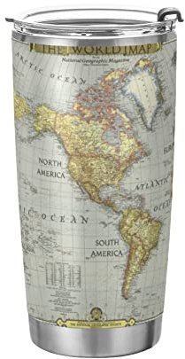 xigua Insulated Tumbler Cup with Flip Lid and Straw Lid, Reusable Stainless Steel World Map Painting Water Bottle Iced Coffee Travel Mug, 20oz