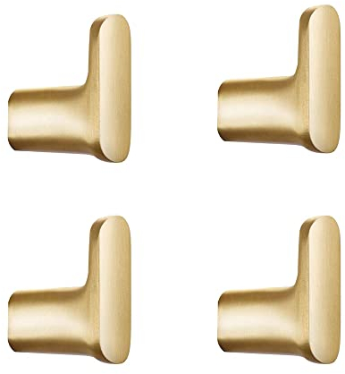 LANMOU Messing Handtuchhaken 4 Stück, Modernes Gebürstet Gold Kleiderhaken Wandmontage Garderobenhaken für Badezimmer Küche Duschwand Dekorativ Haken