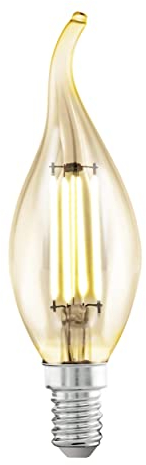 EGLO E14 LED Lampe, Amber Vintage Glühbirne in Kerzenform, Leuchtmittel Kerze für Retro Beleuchtung, 4 Watt (entspricht 26 Watt), 270 Lumen, warmweiß, 2200k, Edison Birne CF35, Ø 3,5 cm