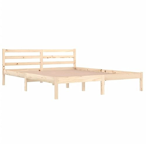 vidaXL Cadre de Lit Cadre à Lattes Lit Double Sommier à Lattes sur Pied Lit Adulte Meuble de Chambre à Coucher 160x200 cm Bois de Pin Massif
