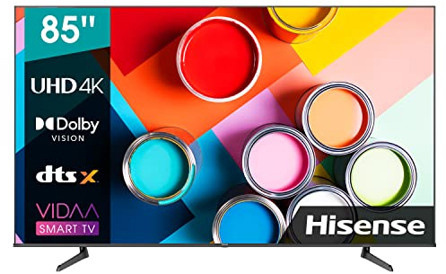 Hisense 85A6EG 216cm (85 Zoll) Fernseher, 4K UHD, HDR, Dolby Vision & Atmos, Triple Tuner DVB-C/S/ S2/ T/ T2, Frameless, Smart-TV, Bluetooth, WiFi, DTS Virtual X, Alexa Built-In, Schwarz [2022 ]