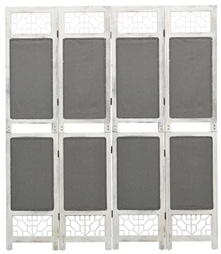 vidaXL Raumteiler 4-TLG. Trennwand Stellwand Paravent Spanische Wand Sichtschutz Umkleide Faltwand Raumtrenner Grau 140x165cm Stoff
