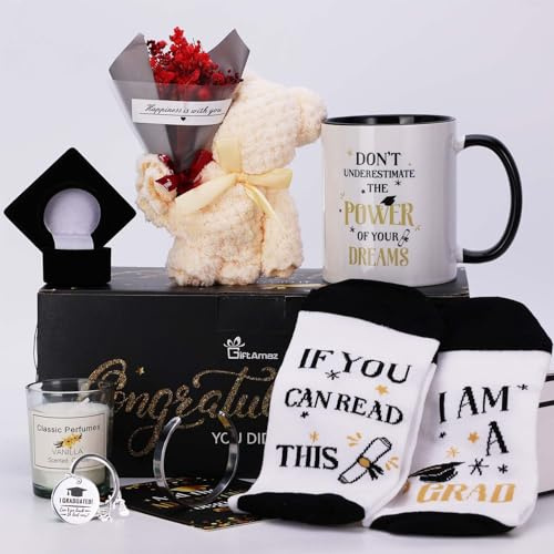 GiftAmaz 2026 Graduation Gift Set for Her, Class of 2026 Congrats Grad Gift | Grad Basket Include Coffee Mug, Keychain, Bracelet, Flower for Senior High School College Graduated Women Congratulation Gift