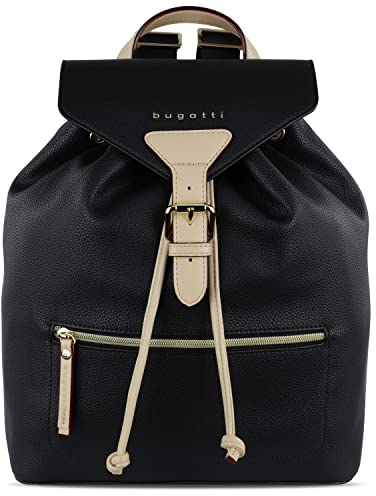 bugatti Ella Rucksack Damen Klein, Frauen Tagesrucksack, Arbeitsrucksack Alltagsrucksack in schwarz