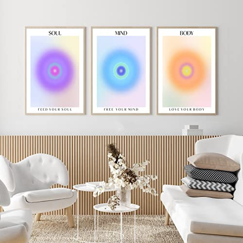 FEOFTIE Mind Body Soul Wandkunst Engel Zahlen Poster Y2k Poster Spirituelle Wandkunst Aura Poster Trendige Wanddekoration Affirmation Poster Aura Wandkunst Spirituelle Wanddekoration 40,6 x 61 cm Set
