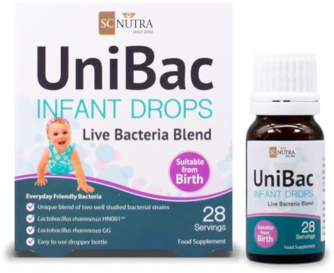 Unified Bacteria: UniBac Newborn / Baby / Infant Probiotics 0-3 years | Lactobacillus rhamnosus GG & HN001™ | 1.5Bn CFU Probiotic Drops - 28 Servings