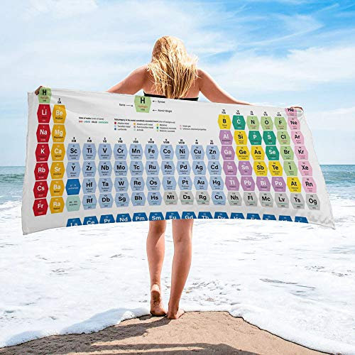 Strandtuch groß 200x200 cm 3D Kind, Periodensystem Microfaser Strandtuch Handtücher, Strandlaken Handtuch, Schnell Trocknen Strandhandtuch Herren Frauen Badetücher, Badetuch, Strandtücher