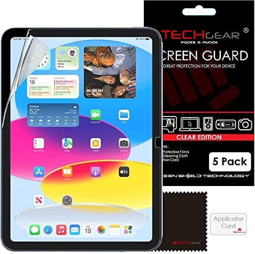 TECHGEAR 5 Pack Screen Protectors for iPad (A16) 11th & 10th Generation, CLEAR Screen Protector Guard Covers Compatible with Apple iPad 11 2025 & iPad 10.9 2022