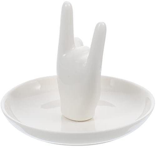 Cabilock Schmucktablett Ringhalter Keramik Schmuckhalter Hand Form Schmucktablett Ringablage Schmuckständer Schmuck Organizer für Ringe Ohrringe Halskette Armbänder Geschenk