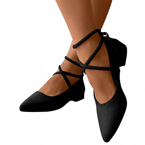 ticticlily Ballerines Femmes Confortable Sangle Croisée Élastique Ballerine Bout Rond Enfiler Chaussures Plates Femme Sandales Couleur Unie Slip-on Chaussures Bateau