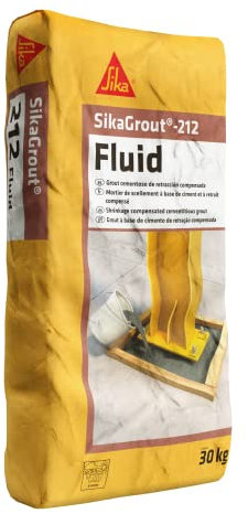 SIKA - Grout Cementoso di ritrazione compensato - SikaGrout-212 Fluid - Grigio - Ideale per basi di macchine, supporti strutturali e riempitivi di cavità - 30 kg