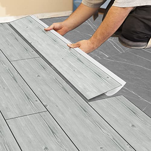 PVC Bodenbelag Selbstklebend Fliesen,Holzoptik Bodenfliesen Fliesenaufkleber Renovierung Wasserdicht für Küche Wohnzimmer Möbel Bad 15X90CM-1,35m² Weißes Eisbaum-Muster