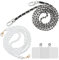 Pnakqil Tour de Cou Telephone Universelle avec 2 Patchs,2 Pièces Corde Poignet Chaîne Cordon Telephone Portable de Longe compatibles avec Plupart des Smartphones Lanyard avec Patch(Noir+Perle Blanc)