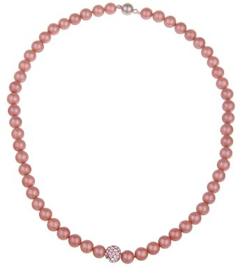 Leslii Damen-Kette Perlen-Collier kurze Perlen-Kette Glitzer Strass-Kugel Magnet-Verschluss (Pink)