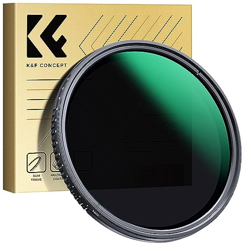 K&F CONCEPT Nano-Dazzle 72mm Filtro Variabile ND2-400 (1-9 stops) | Filtro Densità Neutra Ottico in Vetro HD a Ultrafine con Nano Rivestimento per Obiettivo - FN501