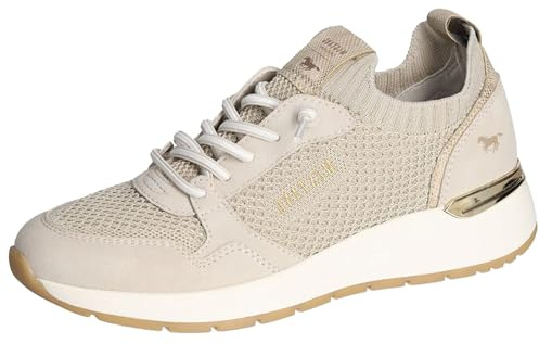 MUSTANG Damen Sneaker Freizeitschuh Schnürung sportlich Halbschuhe 1487-301, Größe:37 EU, Farbe:Beige