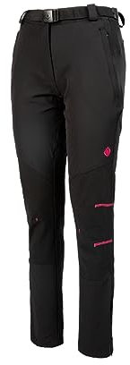 Izas - Pantalón de Montaña de Mujer - Pantalón Trekking de Invierno Slim Fit - Impermeable con Bolsillos de Cremallera y Rodillas Preformadas - Secado Rápido - Aletch Negro y Fucsia - M