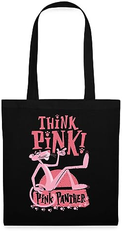 Spreadshirt Pink Panther Think Pink Stoffbeutel, One size, Schwarz