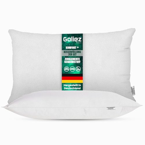 Goliez Kissenfüllung 2er Set Kissen für Bett Kopfkissen Innenkissen Dekokissen Sofakissen Zierkissen Füllung (2, Weiß, 25x50 cm)