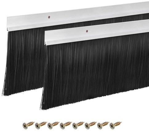 sourcing map 2Pcs Brosse de Porte Balai Bas en Forme de H en Alliage d'Aluminium avec Brosse en Nylon de 120mm pour la Maison, l'Industrie (1000mm L x 145mm l, Argent)