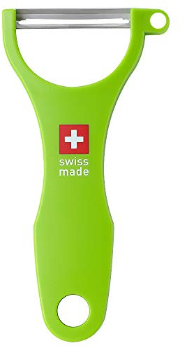 Ftmeslty Pelador original de acero inoxidable para verduras y frutas, hecho en Suiza, para cocina (pelador de piel verde)