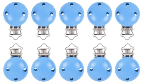 Hitopin Schnullerclip, 10 Stücke Schnuller Clips, Schnullerclip Holz, Schnullerclips Set, Schnuller Verschlüsse Halter, Schnullerketten Zubehör, Für DIY, Basteln (Dunkelblau)
