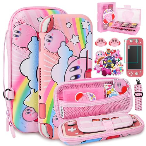 TIKOdirect Custodia da trasporto per Switch Lite, graziosa borsa da viaggio portatile antiurto con custodia protettiva morbida, protezioni per lo schermo, simpatici tappi per pollice e custodia per