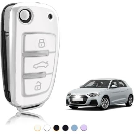 TOOMUME Schlüsselhülle TPU, Autoschlüssel Hülle Passt für Audi A1 A3 A4 A5 A6 A8 Q2 Q3 Q5 Q7 R8 RS3 RS4 RS6 S3 S4 S6 C5 C6 B6 B7 TT TTS Seat Exeo 3R, Schlüsselcover Schutz Schlüsselgehäuse - Flip Key