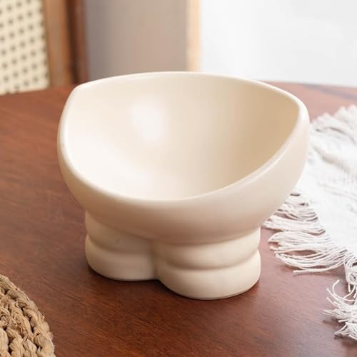 Gamelles pour chat en céramique avec design inclinable, gamelle pour chat, beige