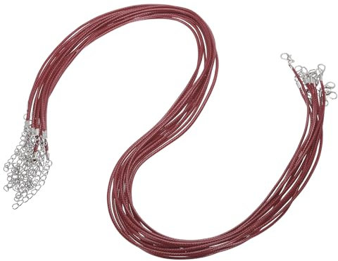 sourcing map 10 cordones encerados de 24 pulgadas, cuerda de collar a granel con cierre, cuerda de cuero encerado de 2 mm para hacer joyas, pulseras, colgantes, color clarete