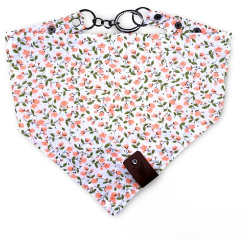 vanClyde® Rome Hundehalstuch, Dreieckstuch, Bandana für Hunde, größenverstellbar, Stilvolles Accessoire in Weiß geplümt mit Karabinerverschluss, Größe S