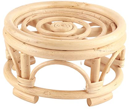 Senrusa Rattan-Pflanzenständer für den Innenbereich, rundes Pflanzenregal, handgefertigter Rattan-Pflanzständer für Zuhause, Garten, Hof (Rattan)
