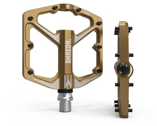 Shredr. Flat Pedale für MTB | Superleichte Flatpedals fürs Mountainbike | In 2 Größen und 9 Farben | Nur 320 Gramm (Bronze, M)