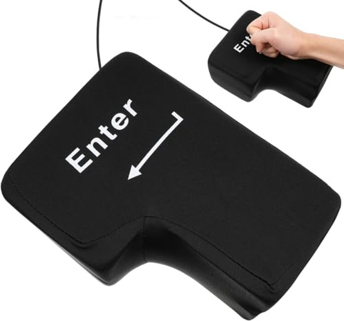 MAGICLULU Riesiges Enter Taste Kissen mit USB Anschluss - Schwarz Anti Stress Button für Büro & Home Office - Soft Desktop Mittagsschlaf Kissen Kompatibel mit PC Laptop & Computer