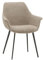 KONTE.DESIGN Lot de 2 chaises MIRASIERRA en Tissu Beige Effet bouclé et Pieds en métal Noir, avec accoudoirs