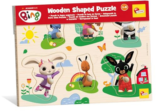 Lisciani - BING Wooden Puzzle - Shapes To Assemble Baby Puzzle for Children from 1 year - 6 Wooden Bing Silhouettes - Early Years Toy - Learning Shapes - Bing Educational Game - From 12 months