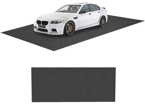 SOARS Tapis Voiture, Tapis de Sol Antidérapant et Imperméable, Protection Contre Boue, Neige, Huile et Eeau, Facile à Couper, Tissu Polyester & LDPE, pour Garage, Maison, Bureau, Noir (600 x 220 cm)