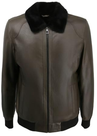 Hollert Lammfelljacke Hakon Khaki Herren Felljacke Winterjacke Merino Schaffell Echtleder