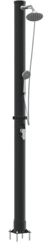 vidaXL Outdoor Solar Shower Black 217 cm PVC and aluminium, Garden and Terrace Modern Shower, Cylindrical, Eco-Friendly, Durable, Rotatable, Summer Relaxation, Outdoor Use, Heat